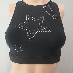 Black Crop Top with Star Studs